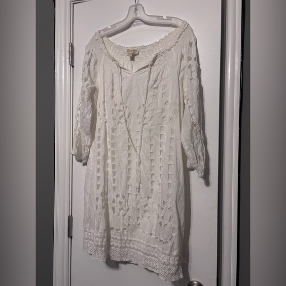 A.P.C. Tops - Michael Kors White Cotton Boho Peasant Tunic Eyelet Coverup Size Small